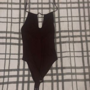 Maroon backless body suit
